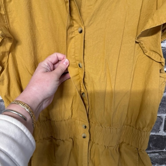 ba&sh Cecile Ruffle Sleeve Romper Playsuit Jumpsuit in Yellow Ochre - Picture 6 of 16
